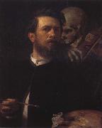 Arnold Bucklin Self-Portrait iwh Death Playing the Violin painting